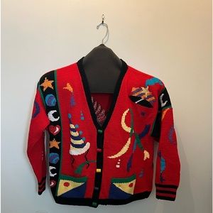 Vtg. Clown red Berek cardigan sweater. Size M. Pre-Owned. Women’s